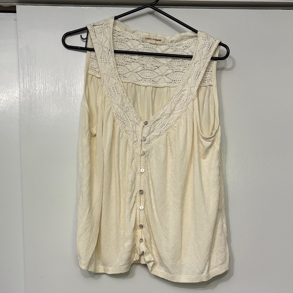 Lucky Brand Cream crochet tank